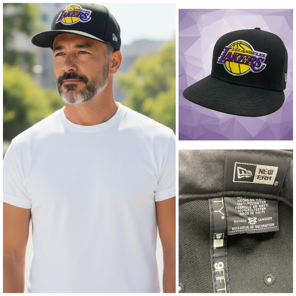 New Era Los Angeles L.A. Lakers NBA Dad Hat Strapback Cap Black Twill 9FFTY OSFM